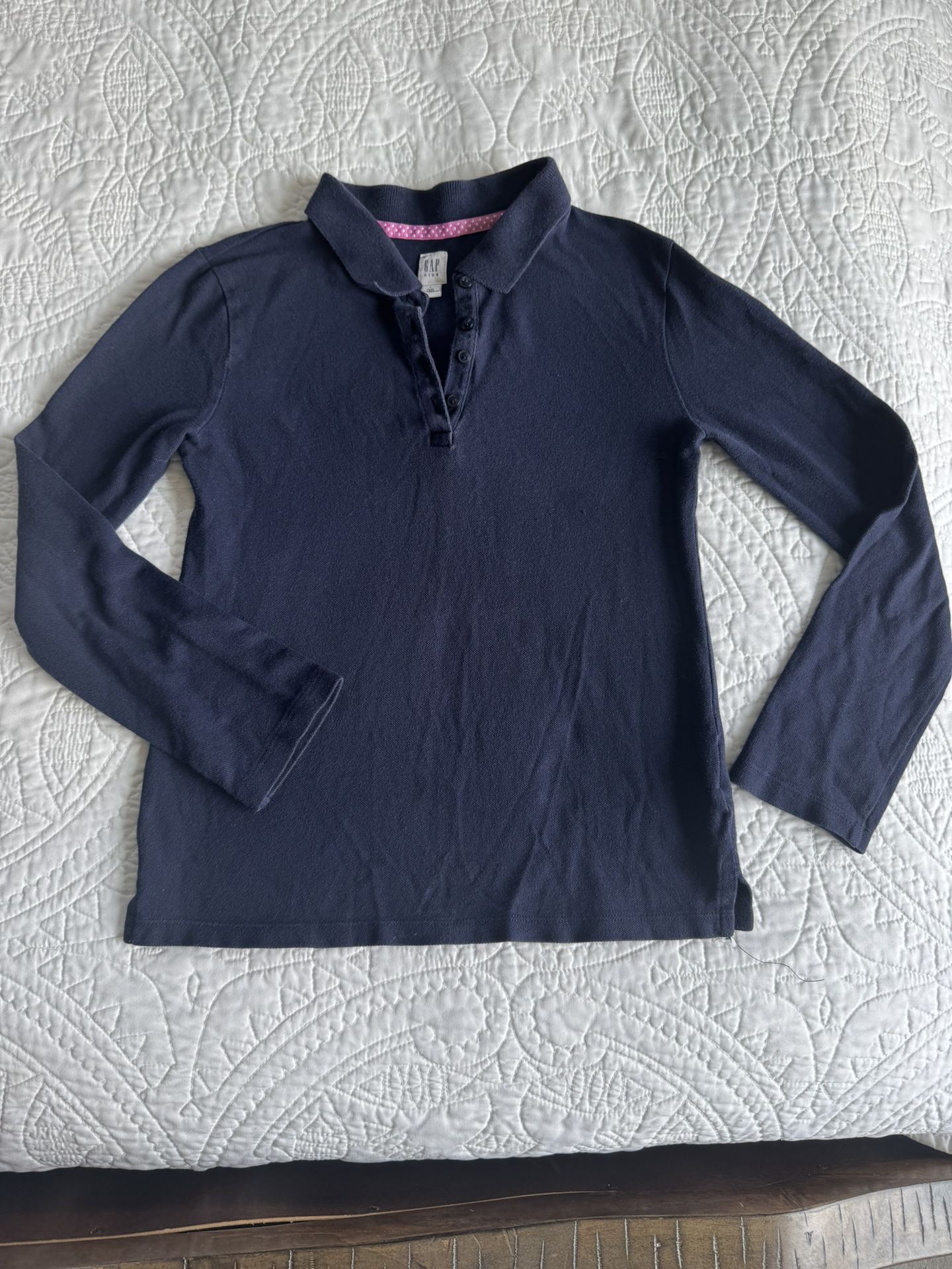 Girls Polo GAP Kids Navy Blue Long Sleeve 10