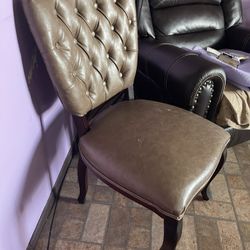 Solid Wood And Leather Chair 