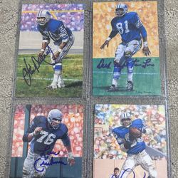 Lot Of 4 Autographed Detroit Lions Goal Line Art Cards