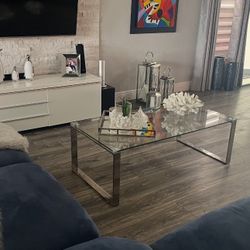 silver glass coffee table modern
