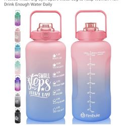 1 Gallon Water Bottle With Time Marker & Straw