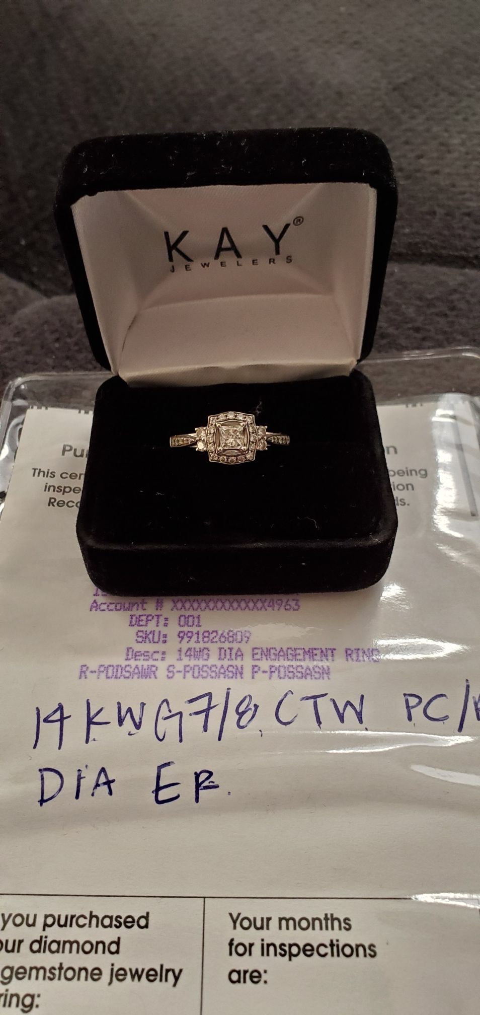 Kay Jewelers 14 k White Gold Engagement Ring Size 9 *Pickup Only*