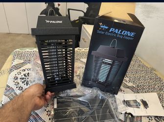  Solar Bug Zapper 4500V Electric Mosquito Zapper Outdoor Updated Fly Zapper Indoor Rechargeable Mosquito Killer with Solar Panel & Type-C Cable Fly Tr