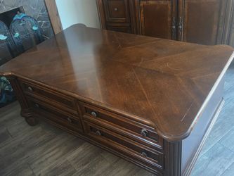 Dark Wood Coffee Table with Drawers