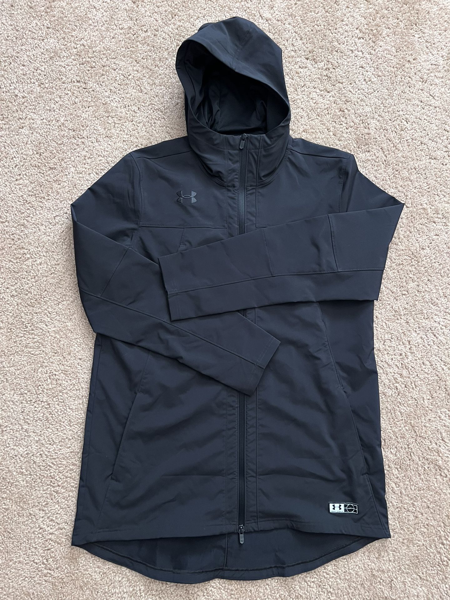 UNDER ARMOUR / Black Hooded Jacket ATHLETIC Coat w/ ZIPPER Pockets / Mens Large (L) / Like New w/o Tags!! / Black