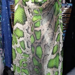 Lime Snakeskin Print Tube Top Dress