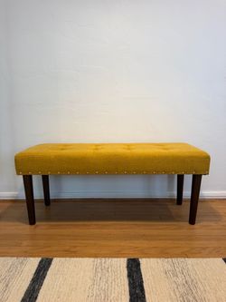 Mustard Yellow Tufted Upholstered Bench
