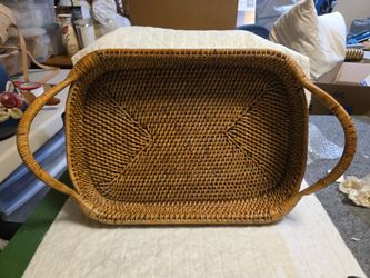 Large Woven Rattan Basket with Handles, Pampered Chef, 0803511