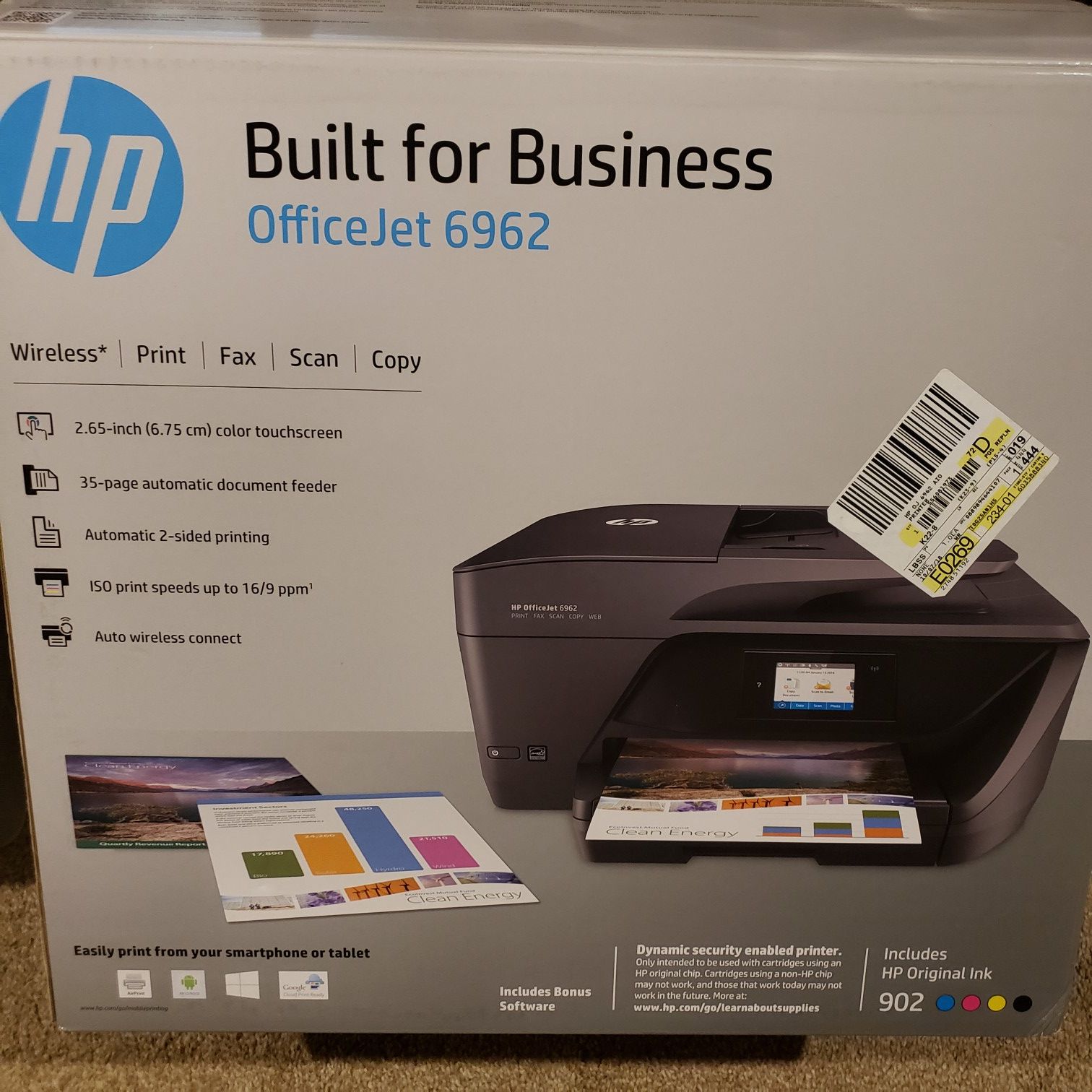 HP Officejet 6962 Printer,scanner, copier, fax