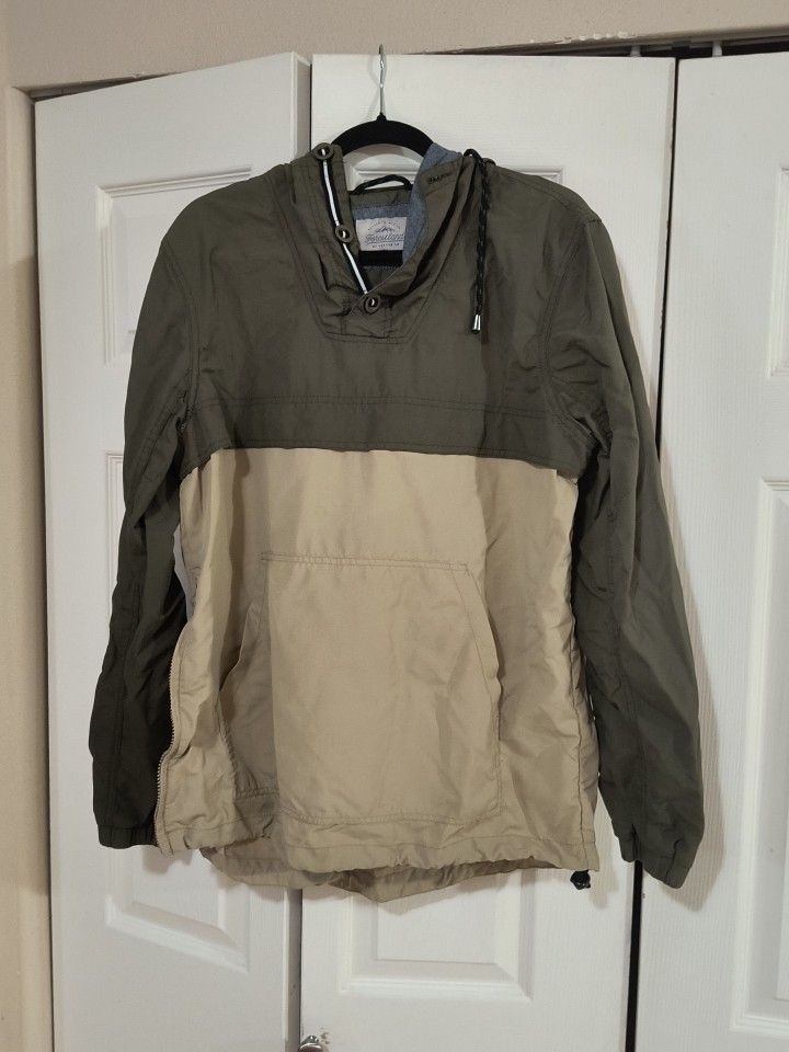 Forestland by Cotton On Green & Brown Soft Shell Pullover Hoodie Men's Sz. M