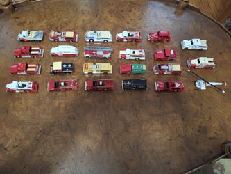 Vintage Die-cast Fire Engines and Helicopter Collection
