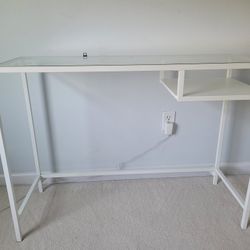 Glass Top Desk with shelf
