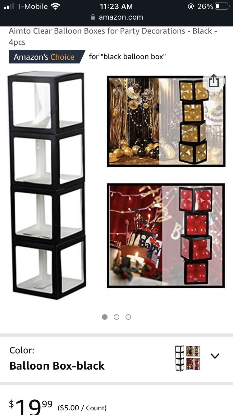 4 Black Balloon Boxes