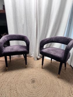 Maison Boucle Set of 2 Modern Black Upholstered Dining Chairs with Curved Back and Sleek Gold Metal Legs