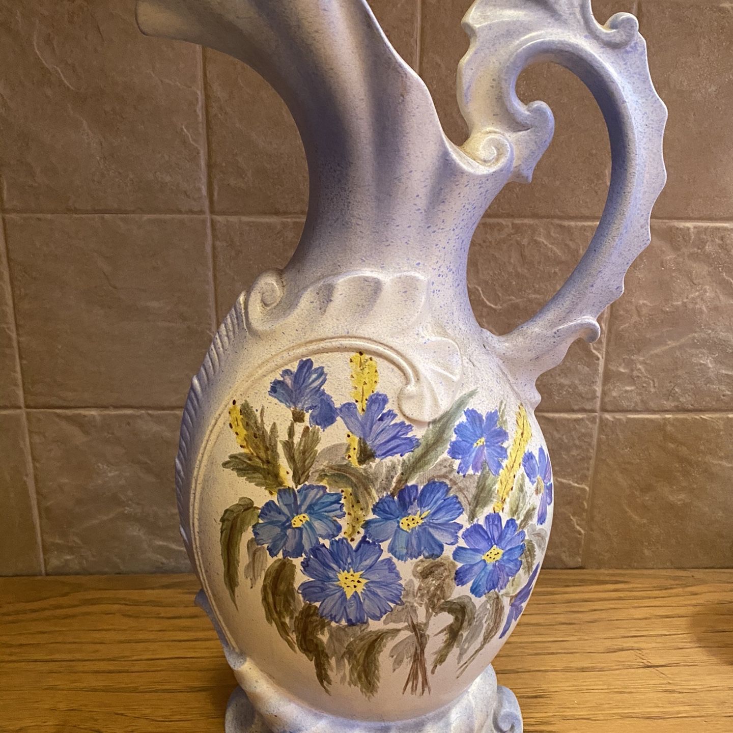 Vintage hand painted ceramic pitcher 1965