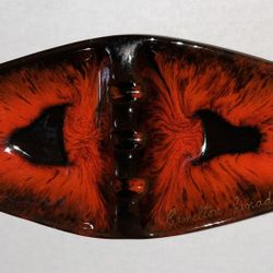 Vintage MCM Evangeline Hamilton Canada Vibrant Red-Orange & Brown Ashtray 934