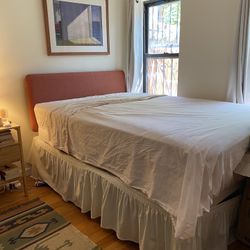 Bed Items: Full-size Avocado Pillowtop Mattress, Bed/upholstered Headboard, Mattress Topper, Etc.!