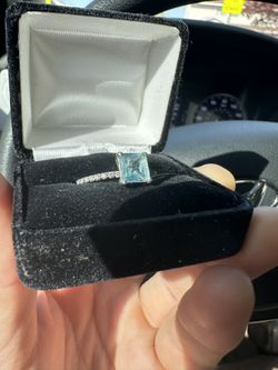 18k White Gold Plated Aquamarine Ring