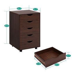 5-Drawer Solid Wood Storage Cabinet in Espresso
