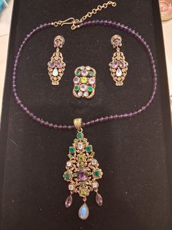 Designer Amethyst And Moonstone Ensemble