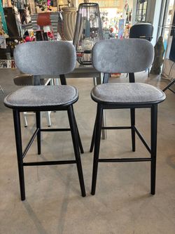 Bar stools - Black/Gray set of 2 - mid century modern