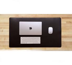 Leather Office Desk Writing Mat Pad Blotter Protector - Black