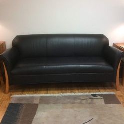 70" Black Leather Sofa