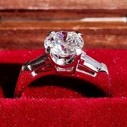 1.48CTW. Platinum Iridium Natural Baguette Diamond & IGI Lab Diamond Engagement Ring ◇ Size: 6.0