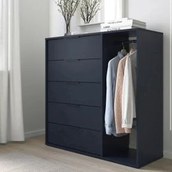 NEW IKEA NORDMELA Chest + Hanging Rail – Never Assembled – Black-Blue