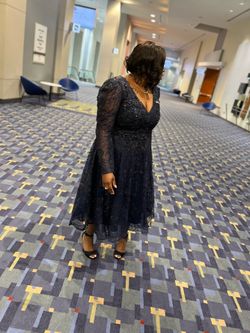 Navy Blue Beaded Mac Duggal Dress