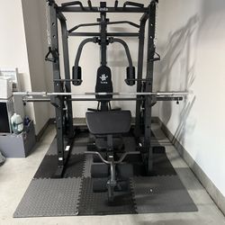 Vesta Fitness Smith Machine 1001 w/Bench Attachment | 230lb Bumpers Olympic Weights | 7ft Olympic Bar | Gym Equipment | FREE DELIVERY/INSTALL🚚 