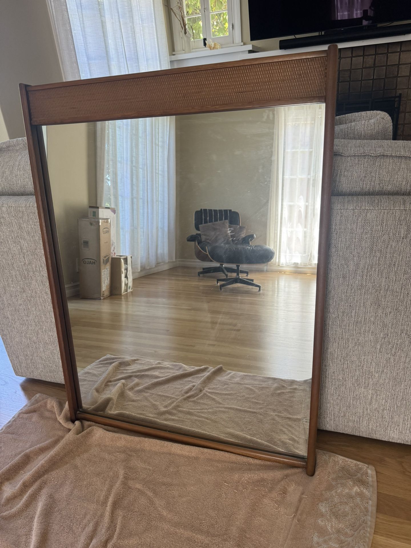 Solid Wood Teak Mid Century Modern MCM mirror