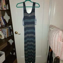 GRAY/BLACK/ BLUE STRIPED MAXI DRESS SIZE S $15 OBO 