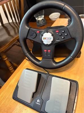 Logitech Nascar Steering Wheel & Pedal (E-UK12)!Mac & PC Compatible! Read-to-Use