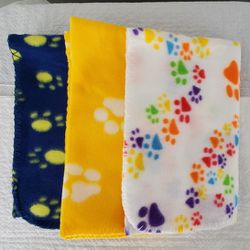 Set Of Three Pet Blankets   Or After Bath Towels  with Finished Edge