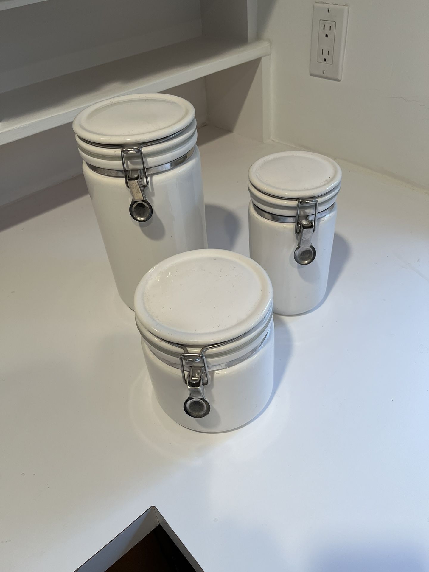 3 Ceramic Jars With Lock Lids
