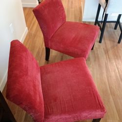2 Red Fabric Chairs