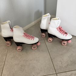 Brand New White & Pink Roller Skates – Size 7 & Size 8