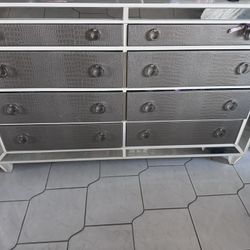Beautiful Mirrored Dresser and Night Stand