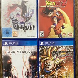 PS4 Dbz Kakarot Dragonball Fighter Z Scarlet Nexus Oninaki Ps5 Action Rpg Game X