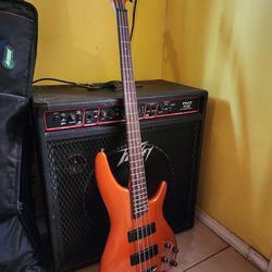 Bass Guitar And Amplifier
