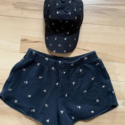 Madewell MWL WOMEN'S set of floral Black Cap Adjustable (new)short (used)