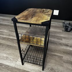 Iron & Wood Side Table/shelves