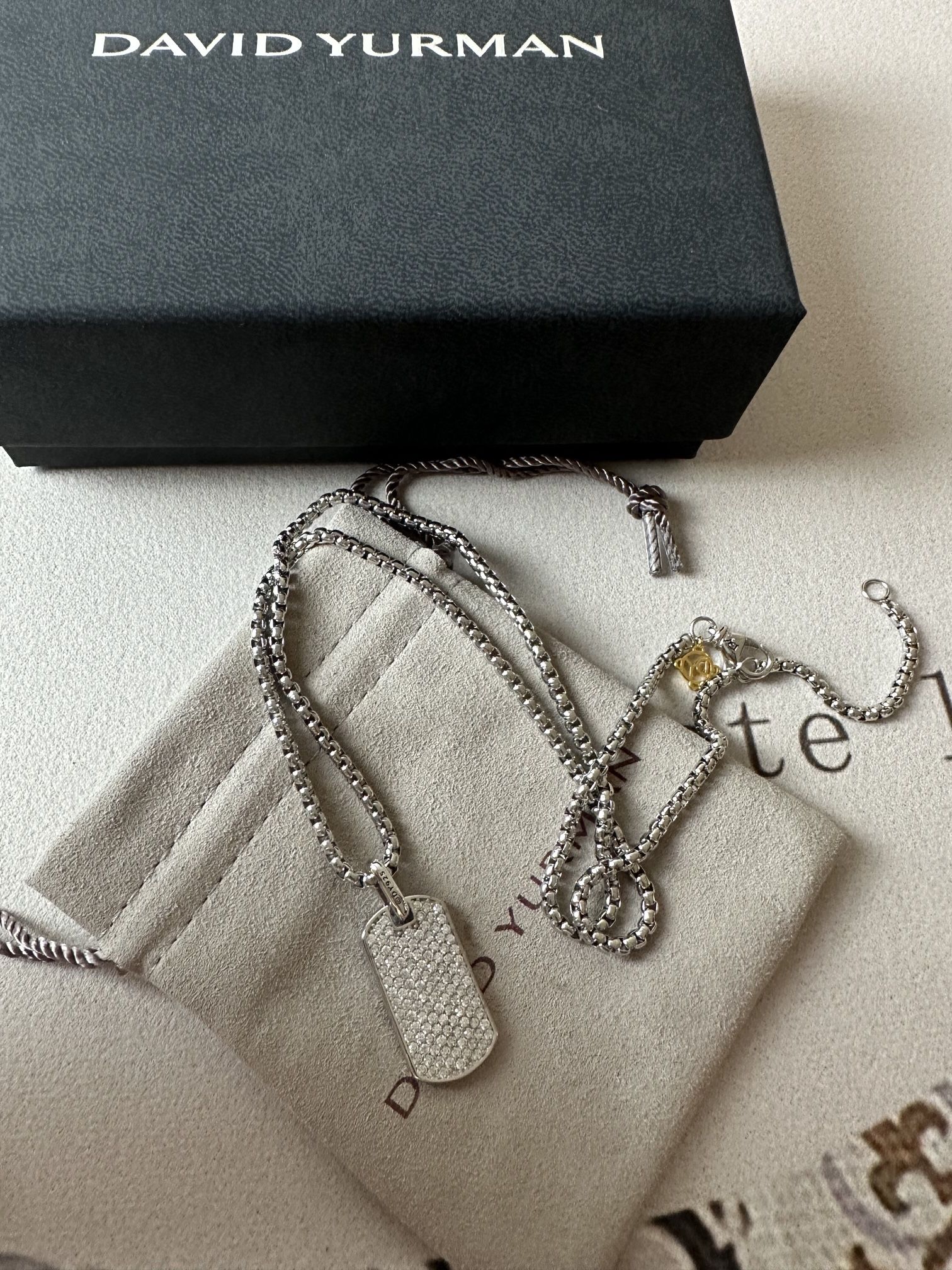 David Yurman 21" White Dog Tag Pendant