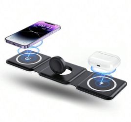 Magsafe 3 In 1 Foldable Portable Magnetic Wireless Charger, Fast Charging Travel Wireless Charging Station Wireless Charging Stand For IPhone16/15/14/