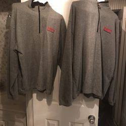 2- ESPN The Magazine X-LG Gray Quarter Zip Mock Neck Pullover Fleece Jackets
