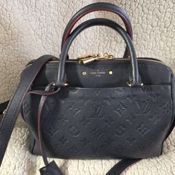 Authentic Louis Vuitton Empriente Leather Speedy Bando 25 Navy
