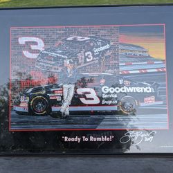 Large Framed Dale Earnhardt Senior Print Autograph / Signed by Sam Bass 2006