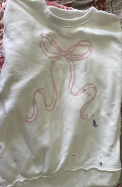 SO Girls White Fleece Sweatshirt with Pink Bow – Size 6/7