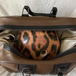 Vintage Brunswick Bowling Ball & Bag – Shoe Compartment – 12lb Leopard Print